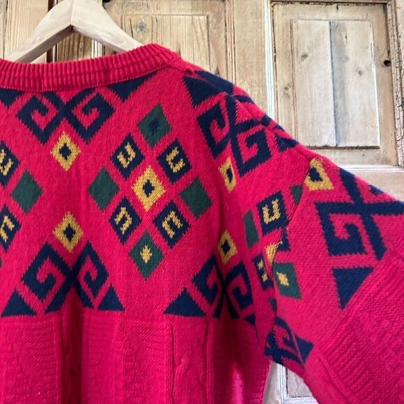 Vintage Bomber On Active Large Service Grandpa Sweater Knit Red Wool New Zealand - Picture 6 of 6